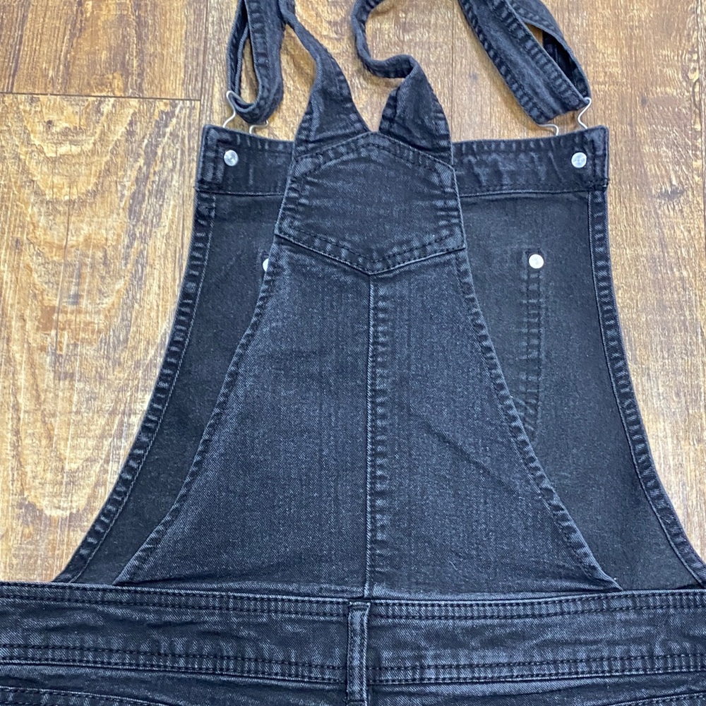 NOBO size large Black Denim Short Overalls stretch casual trendy comfy summer - Picture 8 of 9